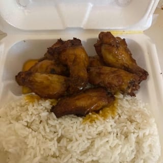 Wings and White Rice with Drink (Available 11 - 3 M-F)