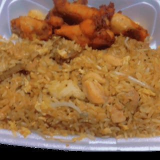 Wings and Egg Fried Rice with a Drink (Available 11 - 3 M-F)