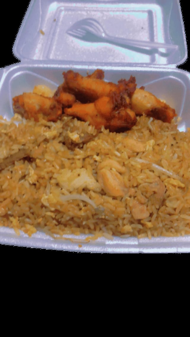 Wings and Egg Fried Rice with a Drink (Available 11 - 3 M-F).
